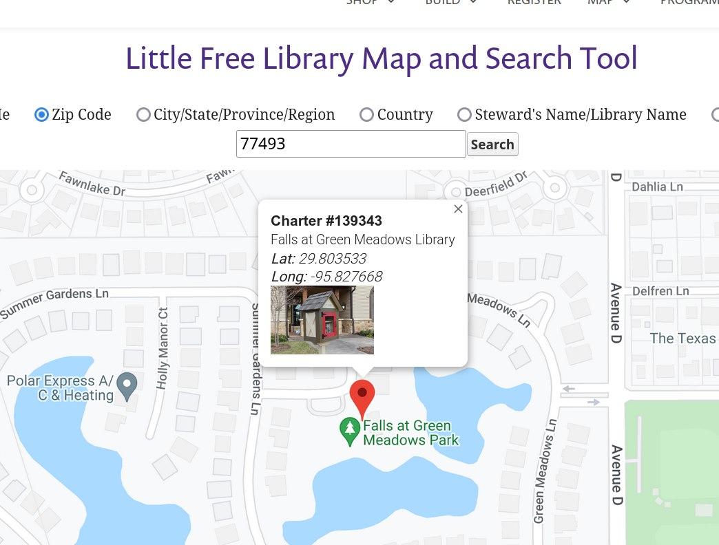 Little Free Library map with our library